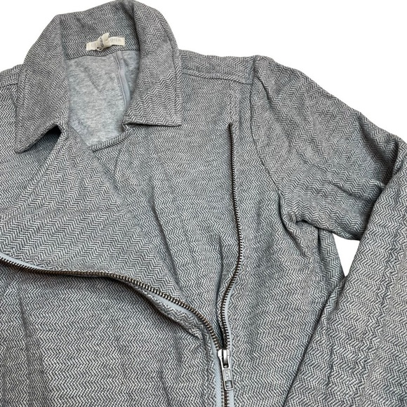 Eileen Fisher Petites Asymmetrical Zip Sweater Jacket Grey Chevron Small - Picture 4 of 6